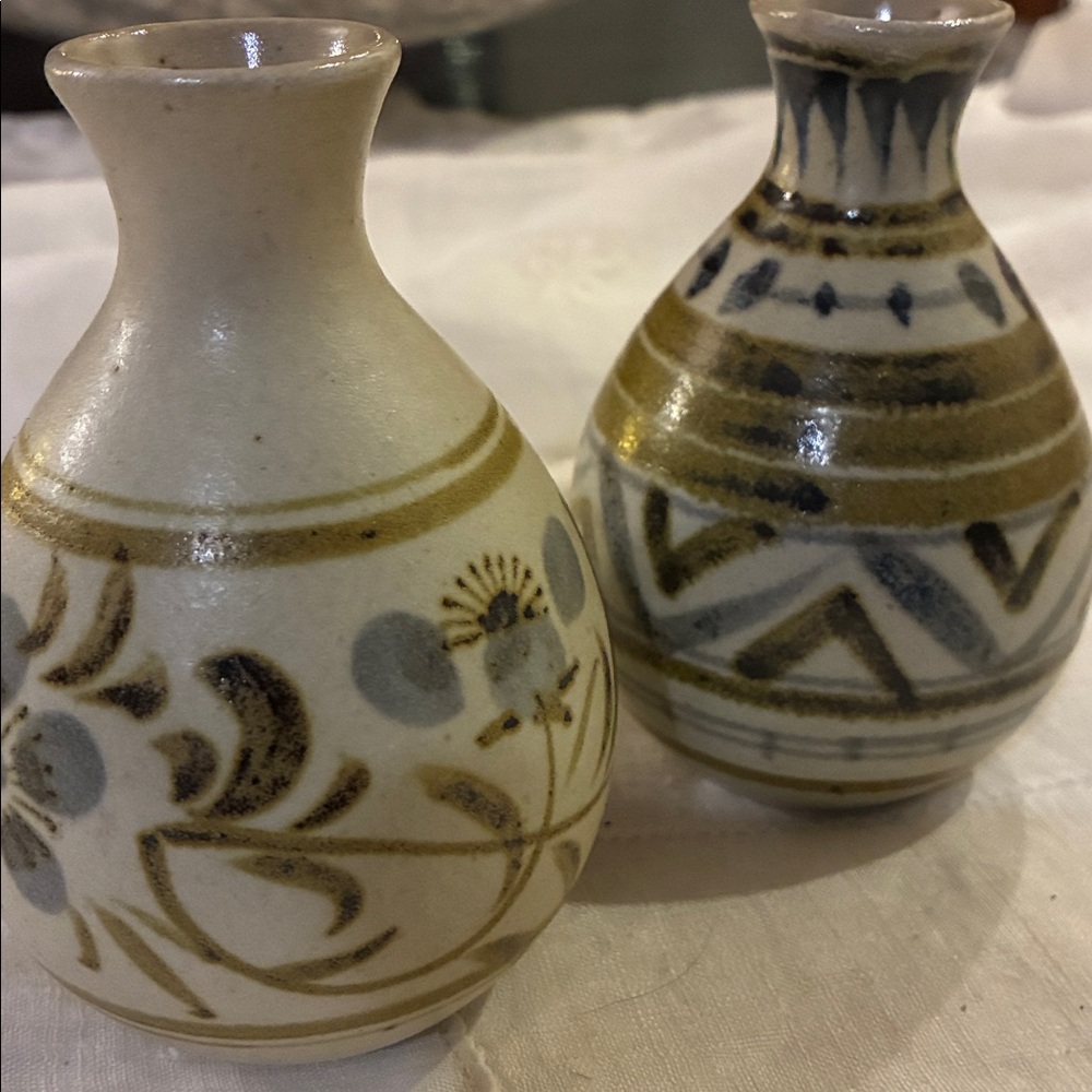 Japan Stoneware Vases Set/2 Stoneware Pottery Bud Vases Creative Decorative Co.